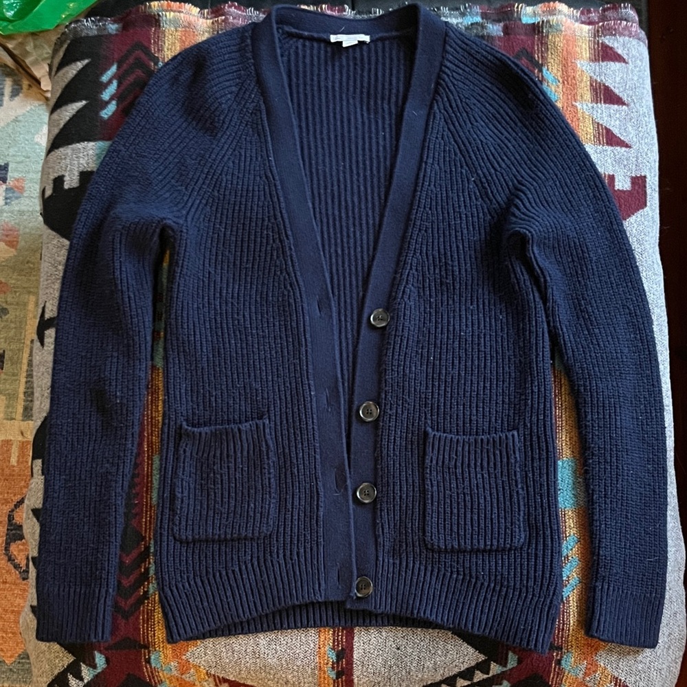 GAP Womens Navy Blue Fitted V-Neck Grandpa Cardigan -sz S